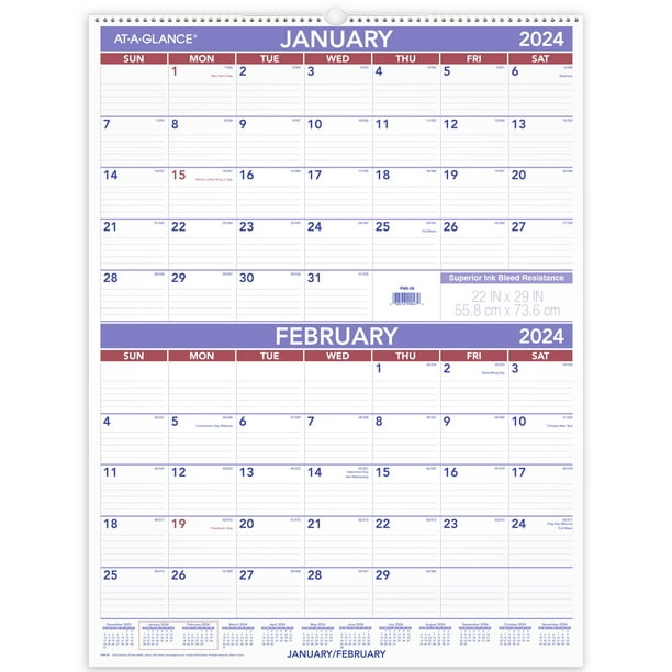 ATAGLANCE 2024 Two Month Wall Calendar Large 22 x 29 Monthly Wall
