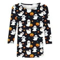 thumbnail image 3 of VKOYWKM Halloween Shirts for Women 3/4 Length Sleeve Womens Tops Fall Crew Neck Loose Spooky Graphic T Shirts Halloween Costume, 3 of 4