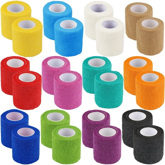 24 Pack Self Adhesive Bandage Wrap Breathable Cohesive Bandages 2'' X 5 Yards Athletic Elastic Cohesive Tape for Finger, Wrist, Ankle, Vet Wrap