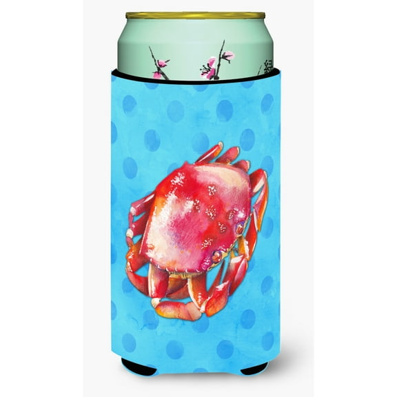 Carolines Treasures BB8266TBC Crab Blue Polkadot Tall Boy Beverage Insulator Hugger  Tall Boy multicolor