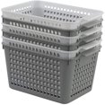 thumbnail image 1 of nsay White and Grey Higher Plastic Storage Baskets, 6 Packs, 1 of 6
