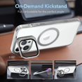 thumbnail image 3 of for iPhone 14 Pro Max Case Magnetic Clear with Camera Cover [Compatible with MagSafe] Stand Hard Luxury Plating Phone Cases for iPhone 14 Pro Max for Women Men -Sliver, 3 of 6