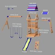 Backyard Discovery Beach Front Cedar Wood Swing Set, Slide, Play Deck, Monkey Bars