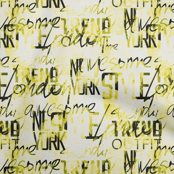 oneOone Viscose Chiffon Light Yellow Fabric Abstracts Dress Material Fabric Print Fabric By The Yard 42 Inch Wide