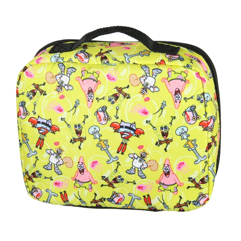 Nickelodeon Spongebob SquarePants Characters Patrick Star Sandy Cheeks Mr. Krabs Squidward 2 PC Lunch Box Backpack Bag Set - Yellow