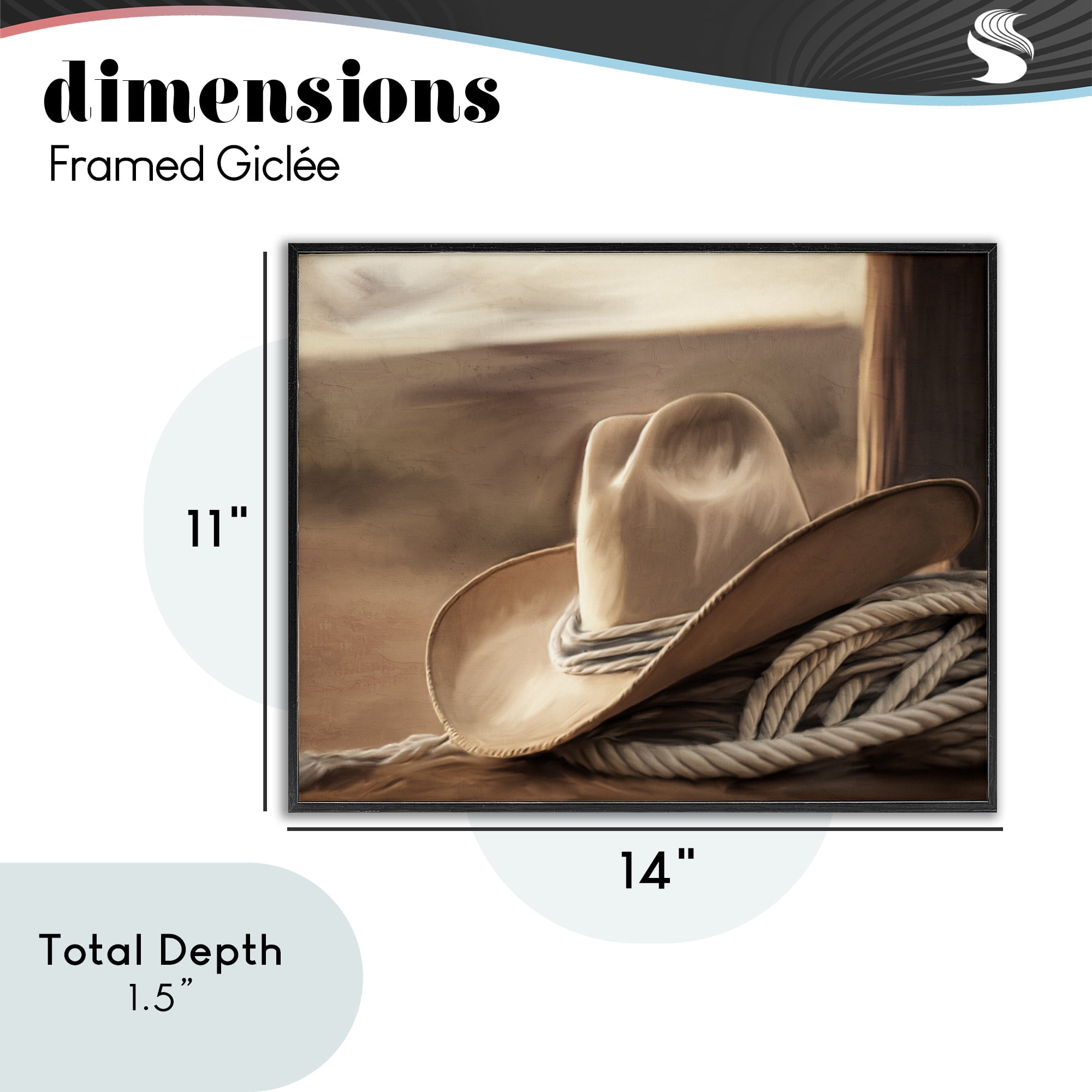 Stupell Industries White Cowboy Hat Black Framed Giclee Art, design by Kim Allen