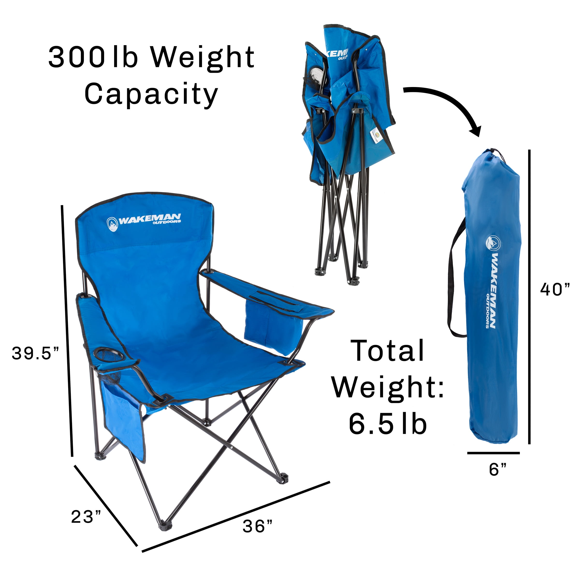 Wakeman Outdoors Blue Heavy-Duty Camp Chair with Footrest