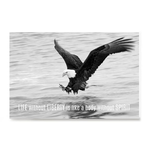EzPosterPrints - Most Popular Eagle Theme Quote Posters - Power Strength Brave Motivational Quotes Poster Printing - Wall Art Print for Home Office - LIBERTY - 18X12 inches
