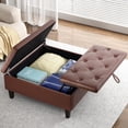 thumbnail image 4 of RichYa Large Square Storage Ottoman with Storage Toy Box for Living Room, Dark Brown Faux Leather, 4 of 8