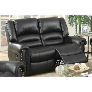 Bonded Leather Motion Loveseat,Black