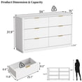 thumbnail image 2 of HMstone Fluted Dresser for Bedroom with 6 Drawers, 54" Wide Modern Wooden Long Dresser with Lighting, Storage Cabinet Chest of Drawers for Living Room, Hallway, White, 2 of 7
