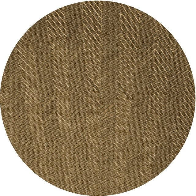 Ahgly Company Tapis de Zone Rond Lavable en Machine Intérieur Transitionnel Brun Bronze Foncé, 8 Pieds Rond