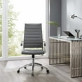 thumbnail image 5 of Computer Work Desk High Back Chair, Faux Leather, Grey Gray, Modern Contemporary Urban Design, Home Business Office Furniture, 5 of 9