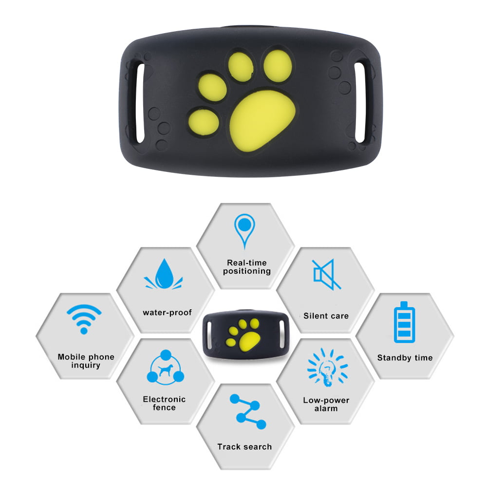 White Hffheer Dog Tracker Collar Mini Pet Tracker GPS Locator Waterproof Real-time Activity Monitor Positioning Tracking Device