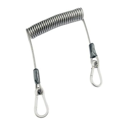 SunniMix Coiled Retractable Fishing Lanyard Fishing Rod Holder Tether for Fishing Rods Clear Black