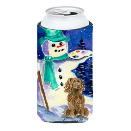 

Artist Snowman With Boykin Spaniel Tall Boy bottle sleeve Hugger - 22 To 24 oz.