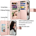 thumbnail image 6 of Ebizware for Samsung Galaxy S23 FE 5G Phone Case, Galaxy S23 FE 5G PU Leather Wallet Case with Credit Card Cash Holder Folio Flip [Detachable] Kickstand Magnetic Cover & Lanyard - Marble Pink, 6 of 8