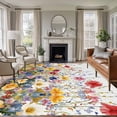 thumbnail image 2 of Spring Floral Large Area Rugs 6x9 ft Wildflower Summer Flower Washable Rug Non Slip Indoor Carpet Absorbent Floor Mat for Living Room Bedroom Dining Room, 2 of 9