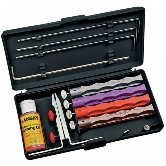 Lansky 4-Stone Deluxe Diamond System | Precision Knife Sharpening Kit