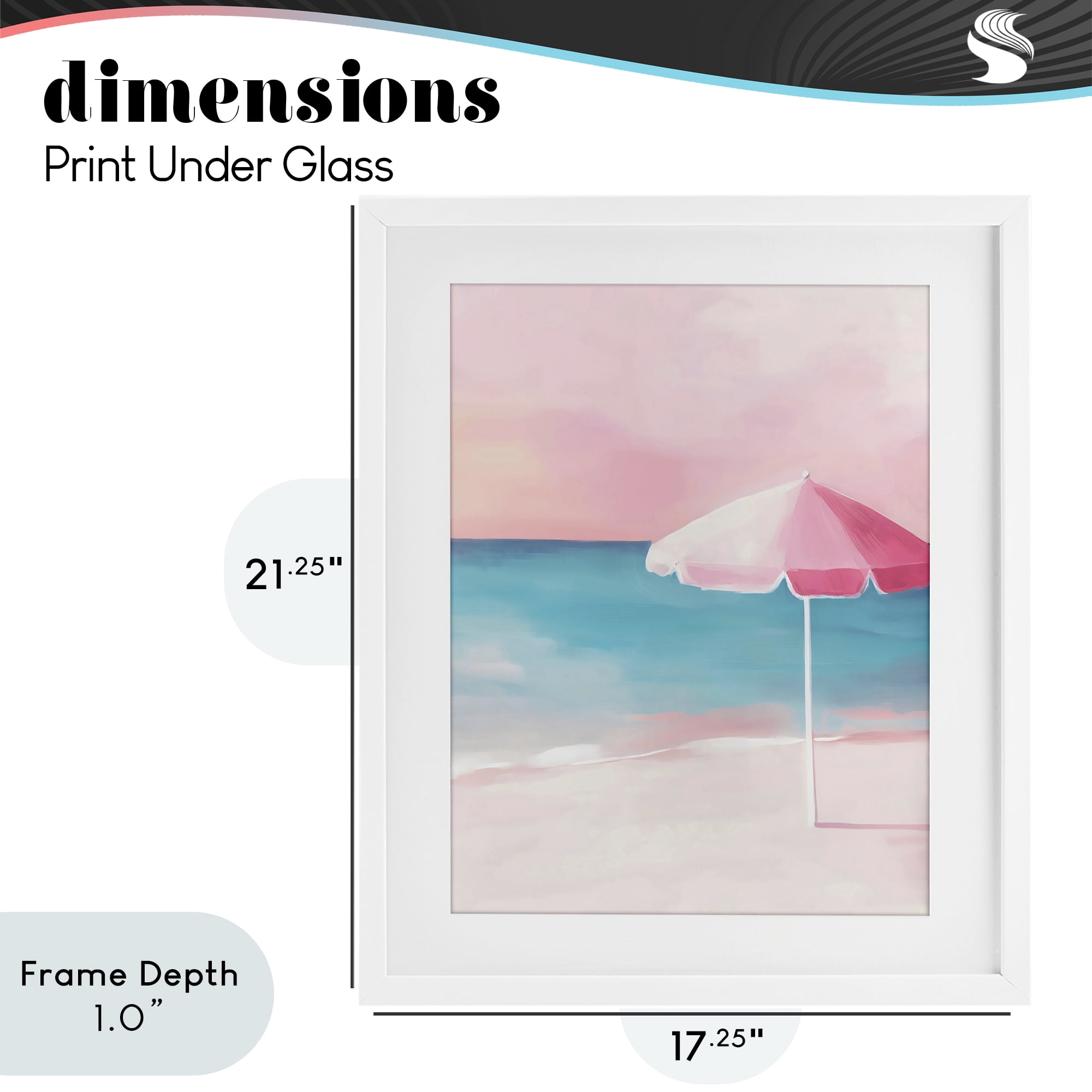 Stupell Industries Serene Pink Beach Umbrella White Framed Print Under Glass, design by The Prints Vibe