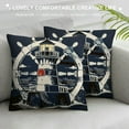 thumbnail image 3 of GOSMITH Nautical Decorative Throw Pillow Covers, Soft Lighthouse Rudder Pattern Square Cushion Case Set for Couch Sofa Bedroom Living Room, Sea Adventure Pillow Cases Pillowcases, 3 of 5