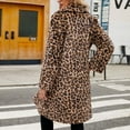 thumbnail image 4 of Levmjia Womens Winter Coat Trendy Fleece Jacket Ladies Warm Long Coat Jacket Winter Leopard Print V-neck Thick Outerwear, 4 of 9