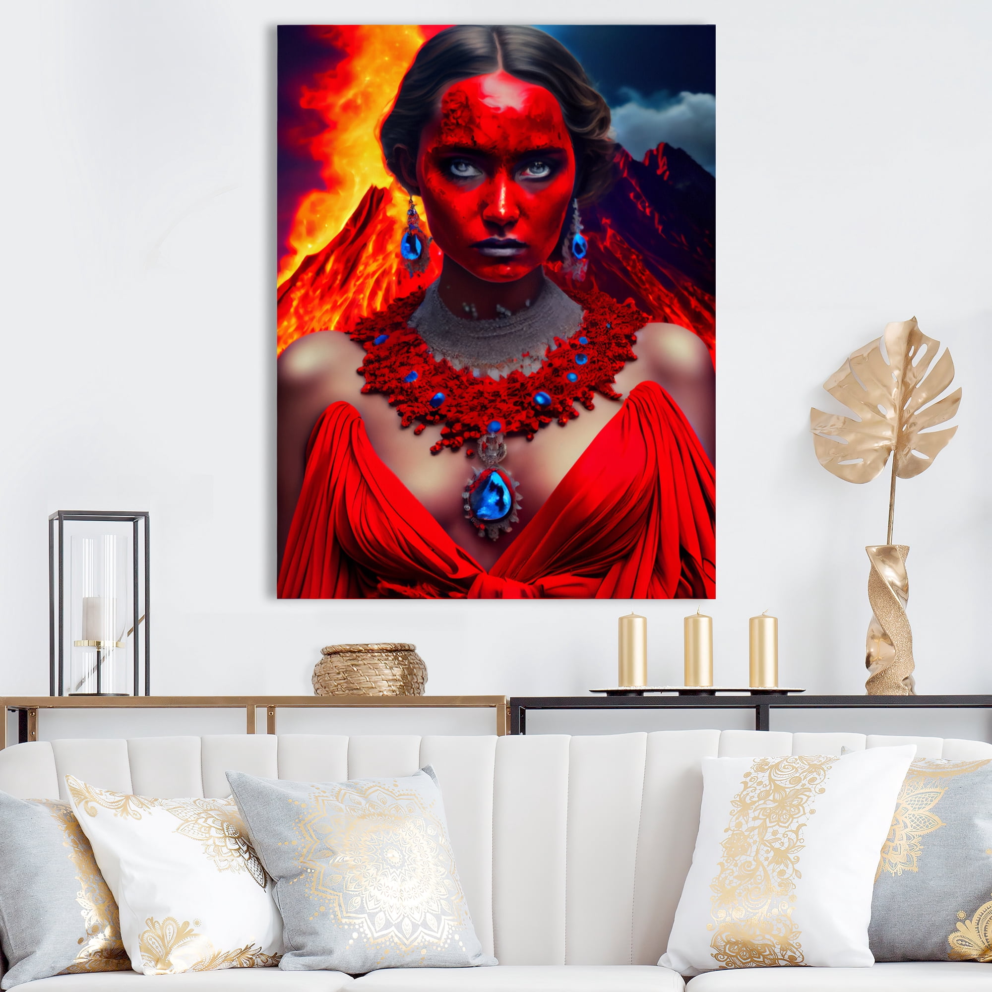 Designart Volcano Queen Woman Portrait I Canvas Wall Art