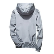 WREESH Mens Reflective Windbreaker Jacket Lightweight Zipper Hooded Jacket Fall Outdoor Running Jacket Suitable for Teen Gray