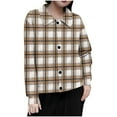 thumbnail image 2 of Mceream Women's Ribbed Knit Shacket Button Down Plaid Jackets Long Sleeve Sweater Shirts Fall Winter Trendy Cardigans Plus Size Winter Warm Outwear Chaqueta De Invierno Para Mujer Khaki S, 2 of 5