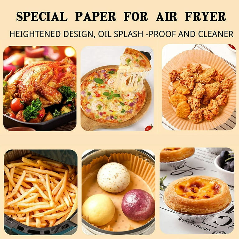 100Pcs Air Fryer Liners, Non-Stick Oil-Proof Air Fryer Paper Liners,  Water-Proof Air Fryer Disposable Paper Liner, Air Fryer Paper for Air Fryer,  Baking, Cooking, Microwave Oven - 16cm/6.3inch price in UAE