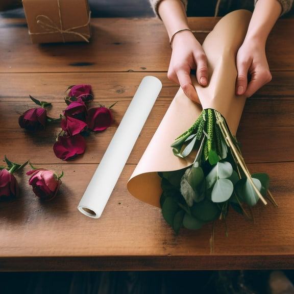 PBPBOX Fabric Wrapping Paper Roll White for Wrap Flower Arrangements and Art Projects