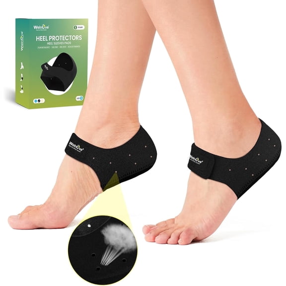 Welnove Plantar Fasciitis Gel Heel Protectors - Heel Cups for Women Men Heels Spur Pain Relief - Heel Inserts Pads for Achilles Tendonitis Dry Cracked Heel Support Cushion -L