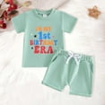 thumbnail image 2 of Faraee Baby Girl First Birthday Outfit In My One Year Old Era Top Short Sleeve 1st Birthday Shirt and Casual Shorts Clothing Set 6 12 18 Months Light Green, 2 of 7