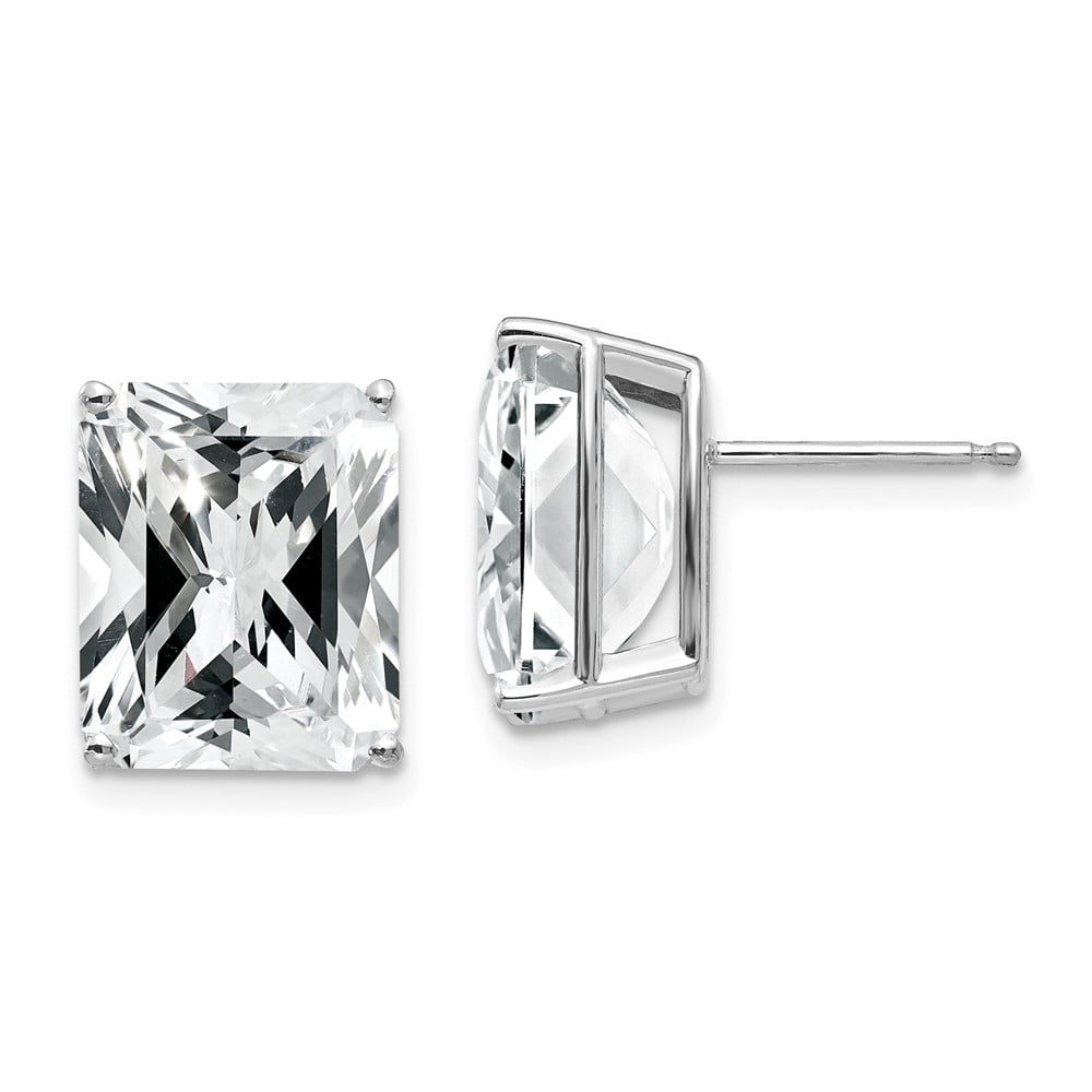 Quality Post Earrings 10 x10mm Genuine 14k 9mm Square CZ Cubic Zirconia AAA
