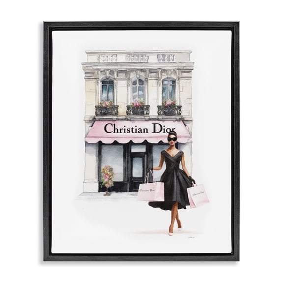 Stupell Industries Art Deco Woman & Fashion Shop Black Floating Frame Canvas Art, 17 x 21, by Amanda Greenwood