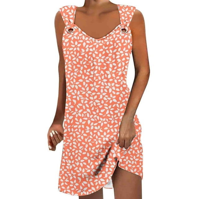 Birdeem Robes pour Femmes Robe d'Été Confortable Mode Imprimée Sans Manches Col en V