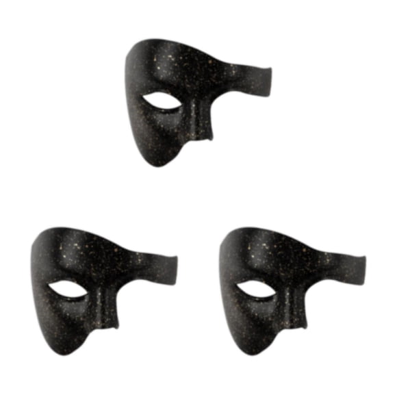 Wisewang Masque Demi-Visage à Grand Application pour Diverses Occasions Masques Demi-Visage de Mascarade Fabriqués en Plastique Noir à Pois Dorés 3 Ensembles