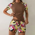 thumbnail image 2 of Qingpeng Women's Two Piece Swimsuit Rash Guard Short Sleeve Swim Shirts Swimsuit with Boyshorts, 2 of 5