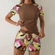 thumbnail image 1 of Traje de baño de 2 piezas para mujer, trajes de baño para mujer, traje de baño separado para mujer, conjunto de baño conservador estampado de manga corta para mujer, 1 of 5