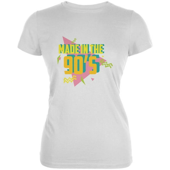 Made In The 90s White Juniors Soft T-Shirt - Large