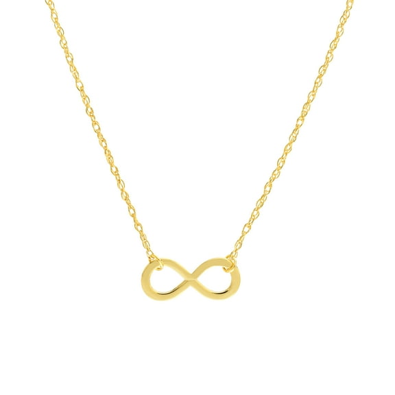 Honey Crush Real 14K Yellow Gold Polished Mini Infinity Symbol Necklace (10.5x4.6mm, 16-18in)