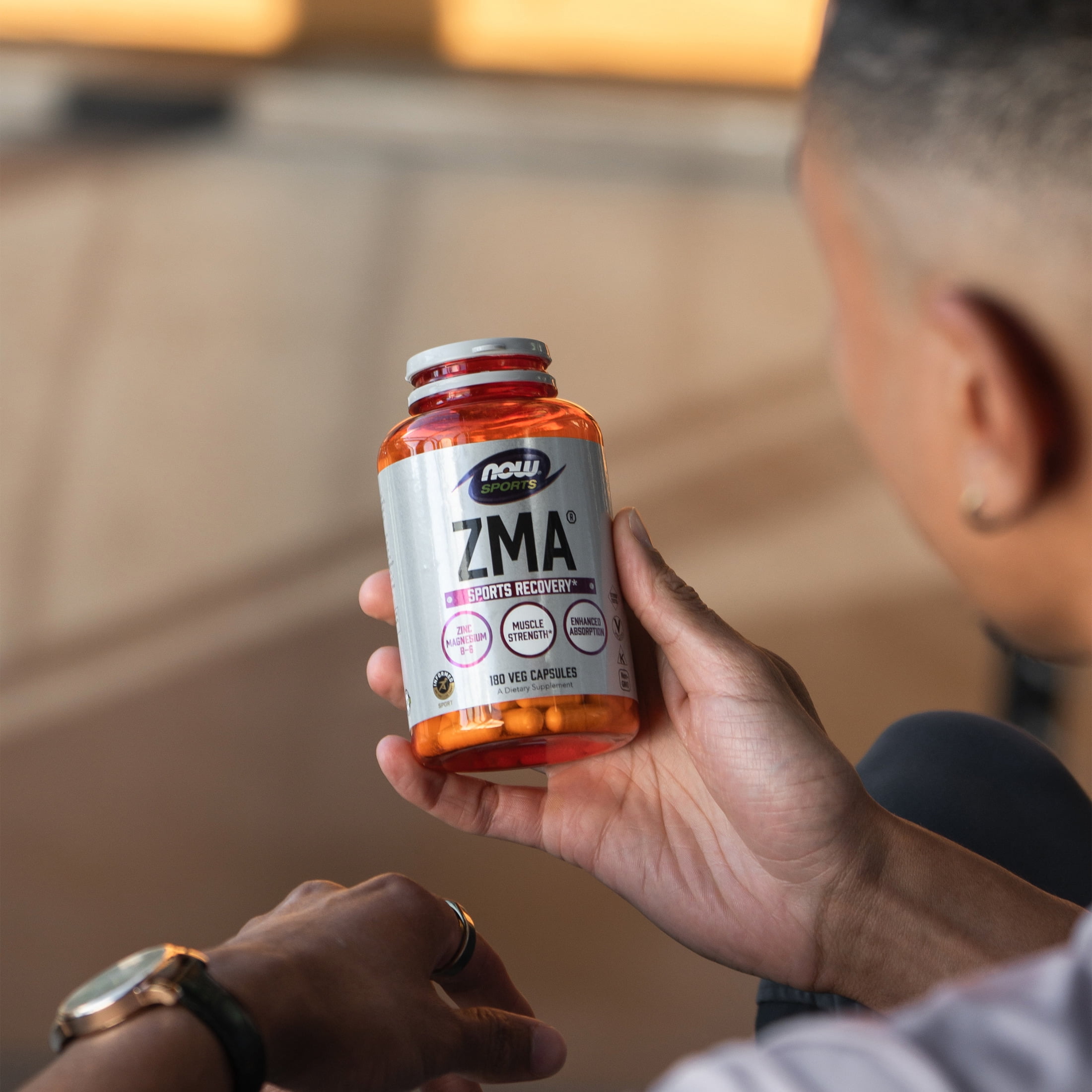 NOW Sports Nutrition, ZMA (Zinc, Magnesium and Vitamin B-6), Enhanced Absorption, Sports Recovery*, 180 Veg Capsules