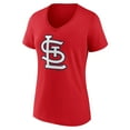 thumbnail image 2 of Women's Red St. Louis Cardinals Team Color Primary Logo V-Neck T-Shirt, 2 of 3