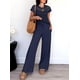 thumbnail image 5 of Outfit ANRABESS - Jersey para mujer, pantalones anchos, color azul marino, 5 of 9