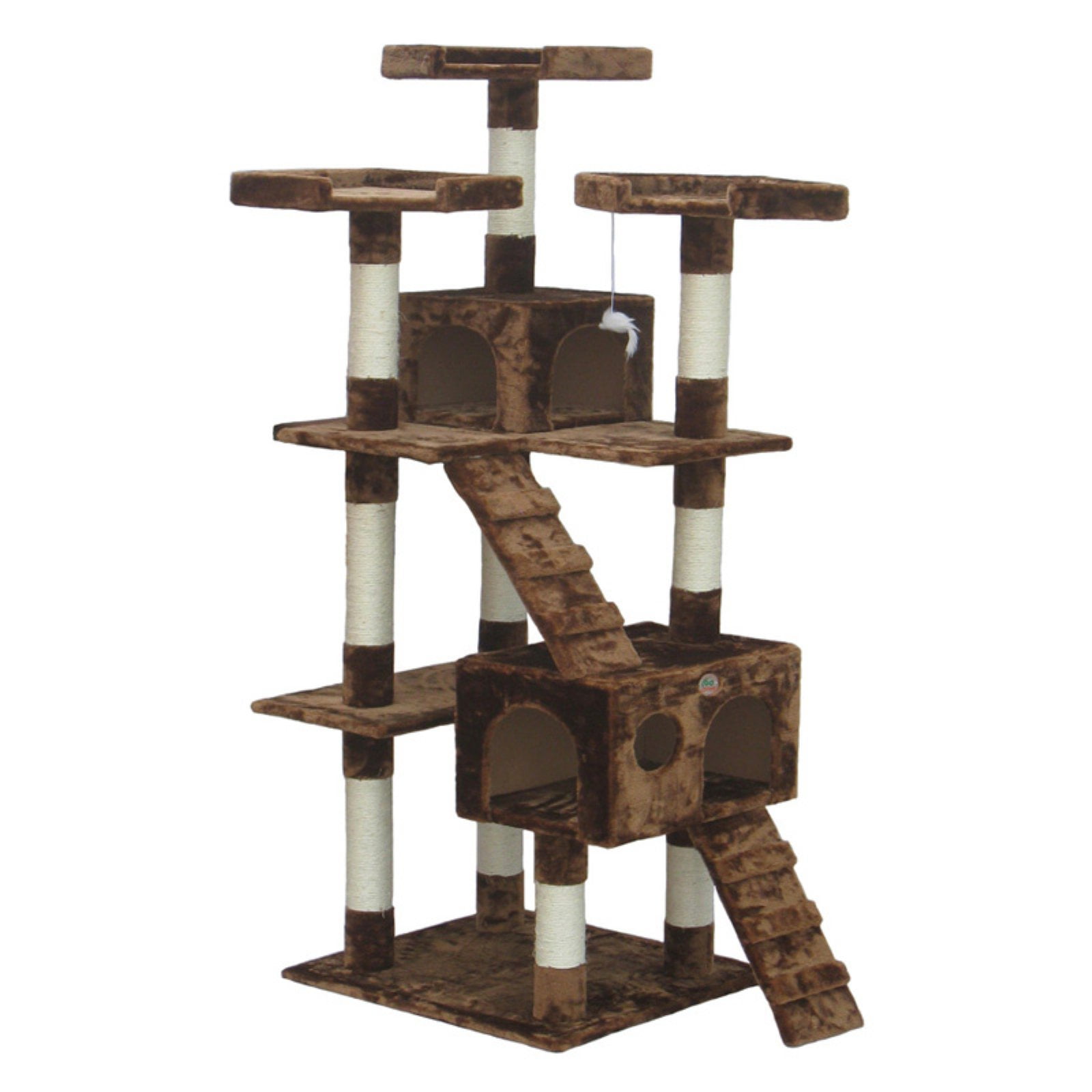 Go Pet Club 72-in Cat Tree & Condo Scratching Post Tower, Brown ...