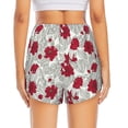 thumbnail image 4 of Fotbe Leaves And Anemone Flowers In Red Grey Womens High Waist Running Shorts Athletic Workout Quick Dry Shorts for Women with Pockets Gym Yoga Summer Shorts-Large, 4 of 9