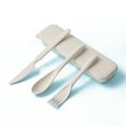 thumbnail image 4 of Jygee Wheat Straw Tableware Set Portable Reusable Solid Color Flatware Kit Indoor Outdoor Home Camping Dinnerware with Storage Case Beige, 4 of 10
