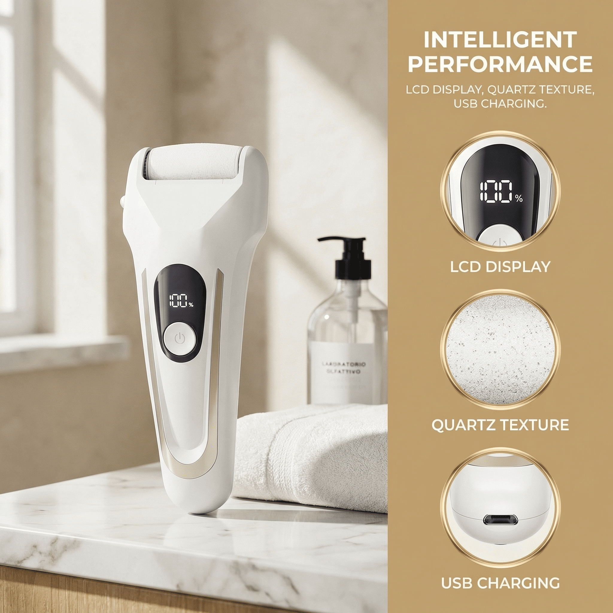 AngleTree Battery 2 Speed Settings, Intelligent Pressure Sensor, Exfoliating Corn & Callus Trimmer for Feet, Includes 2 Rollers, USB Data Line