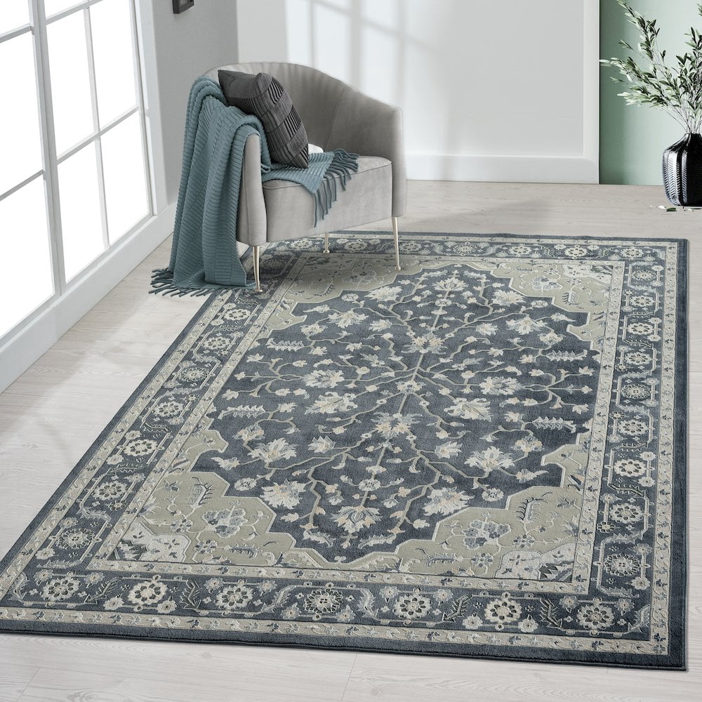 LR Home Imagine Durable Performance Area Rug Indoor in Blue/Blue, 5'3" x 7'6"