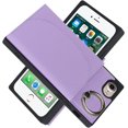 thumbnail image 3 of Wallet Cases for iPhone SE 2022/SE 2020/7/8 with Card Holder 4.7",PU Leather Magnetic Clasp [360° Rotatable Ring Holder Kickstand] Heavy Duty Flip Case for Women Girls,(Purple), 3 of 7